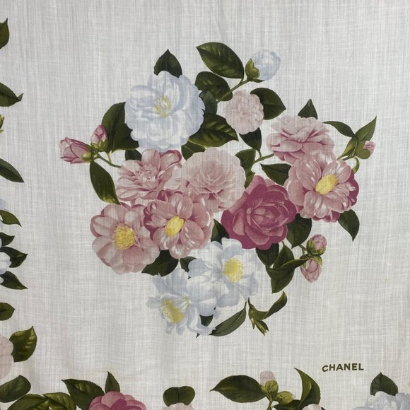 Vintage Chanel Cashmere Silk Camellia Raw Edge Shawl - Picture 6 of 10